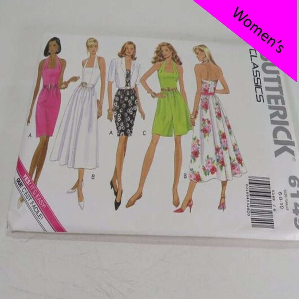 Butterick 6149 Clothing Pattern Jacket, Dress, Culottes UNCUT sleeveless